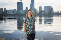 Softies Women's Dino Party Slim Fit Fun Scrub Top DPOT01  Simply Scrubs Australia