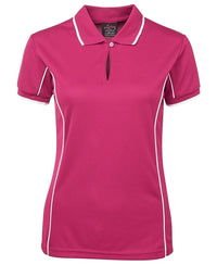 JB'S Wear Women’s Piping Work Polo 7LPI Casual Wear Jb's Wear Hot Pink/White 8 