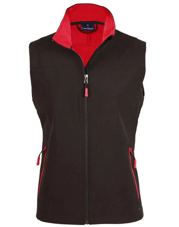 Winning Spirit Rosewall Men's Soft Shell Vest JK45 in Black/Red