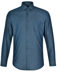 Mens Dot Jacquard Stretch Long Sleeve Ascot Shirt M7400L Casual Wear Winning Spirit Ocean Blue XS 