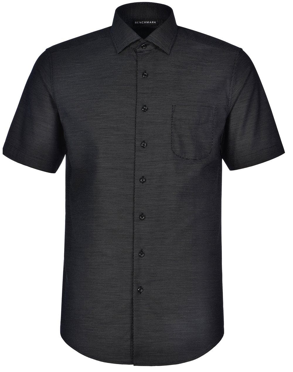 Mens Dot Jacquard Stretch Short Sleeve Ascot Shirt M7400S Metro Workwear.