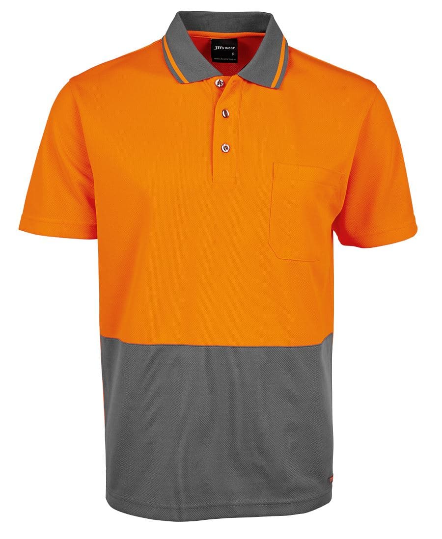 JB'S Workwear Adults Hi-Vis Non-Cuff Traditional Polo Shirt 6HVNC