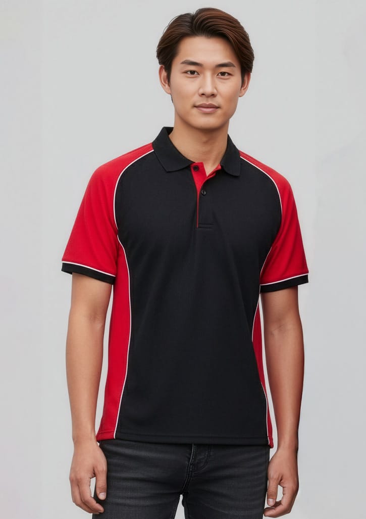 Biz Collection Men’s Nitro Polo P10112 in Black/Red/White