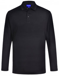 Mens Bamboo Charcoal Eco Fabric Long Sleeve Polo PS89