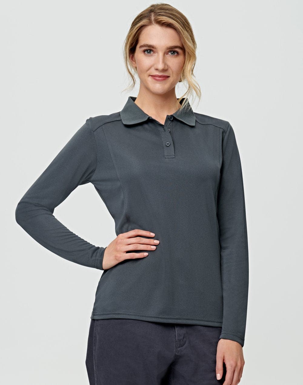 Ladies Bamboo Charcoal  Eco Fabric Long Sleeve Polo PS90 Casual Wear Winning Spirit   