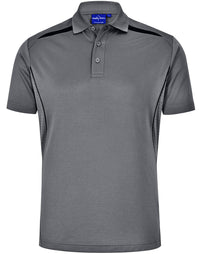 Winning Spirit Men's Sustainable Poly-Cotton Contrast Polo PS93 Casual Wear Winning Spirit Ash/Black XS 