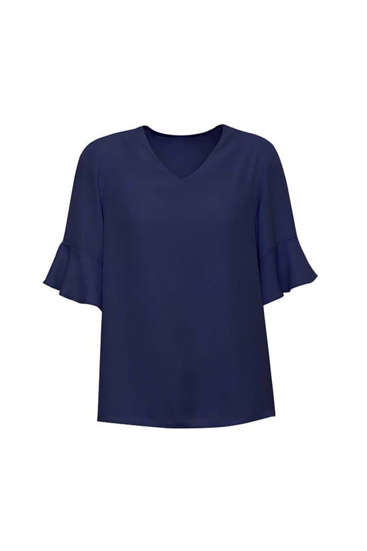 Biz Corporates Aria Fluted Sleeve Blouse RB966LS - Simply Scrubs Australia