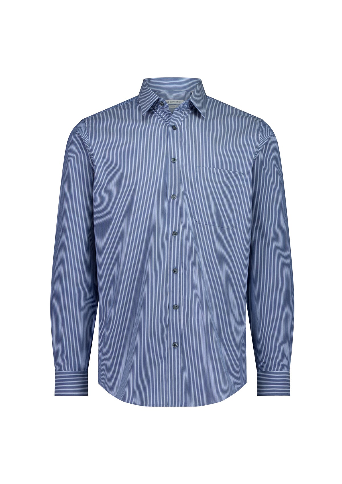 Biz Collection Men’s Fitzroy Classic Fit Long Sleeve Shirt S624M in French Blue/White Stripe