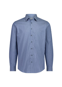 Biz Collection Men’s Fitzroy Classic Fit Long Sleeve Shirt S624M in French Blue/White Stripe