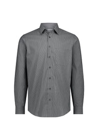 Biz Collection Men’s Fitzroy Classic Fit Long Sleeve Shirt S624M in Slate/White Stripe
