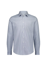 Biz Collection Men’s Fitzroy Classic Fit Long Sleeve Shirt S624M in White/Navy Check