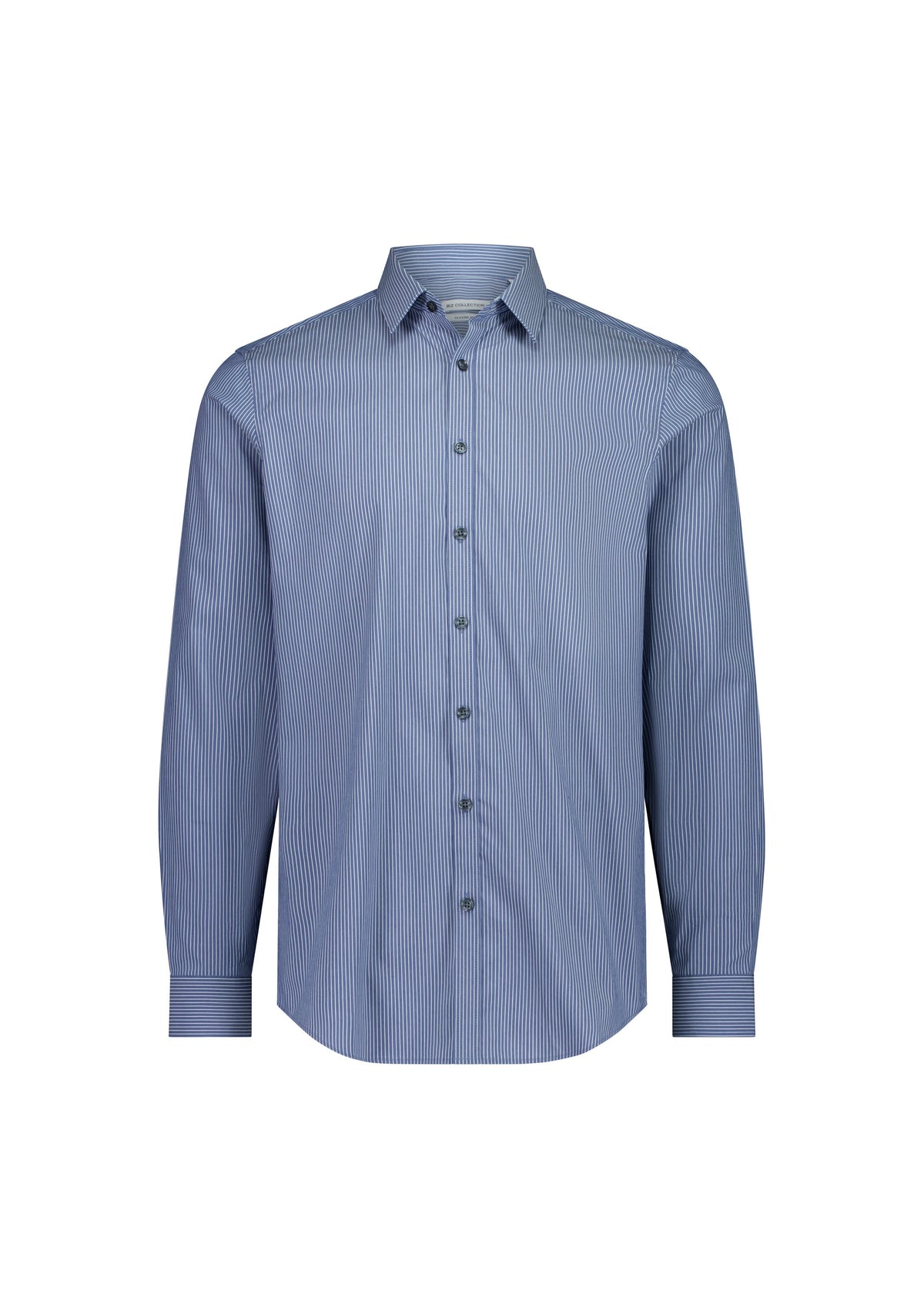 Biz Collection Men’s Fitzroy Slim Fit Long Sleeve Shirt S625M in French Blue/White Stripe