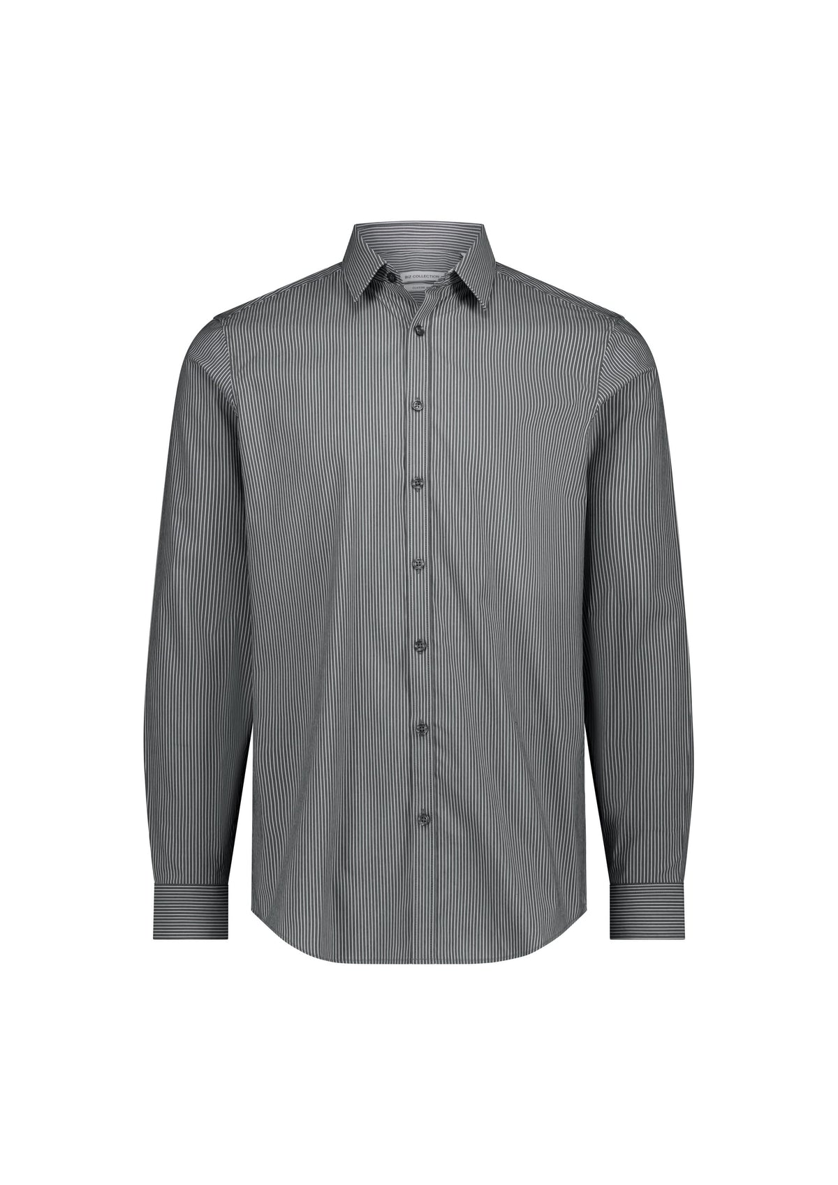 Biz Collection Men’s Fitzroy Slim Fit Long Sleeve Shirt S625M in Slate/White Stripe