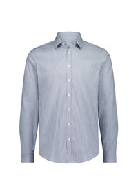 Biz Collection Men’s Fitzroy Slim Fit Long Sleeve Shirt S625M in White/Navy Check