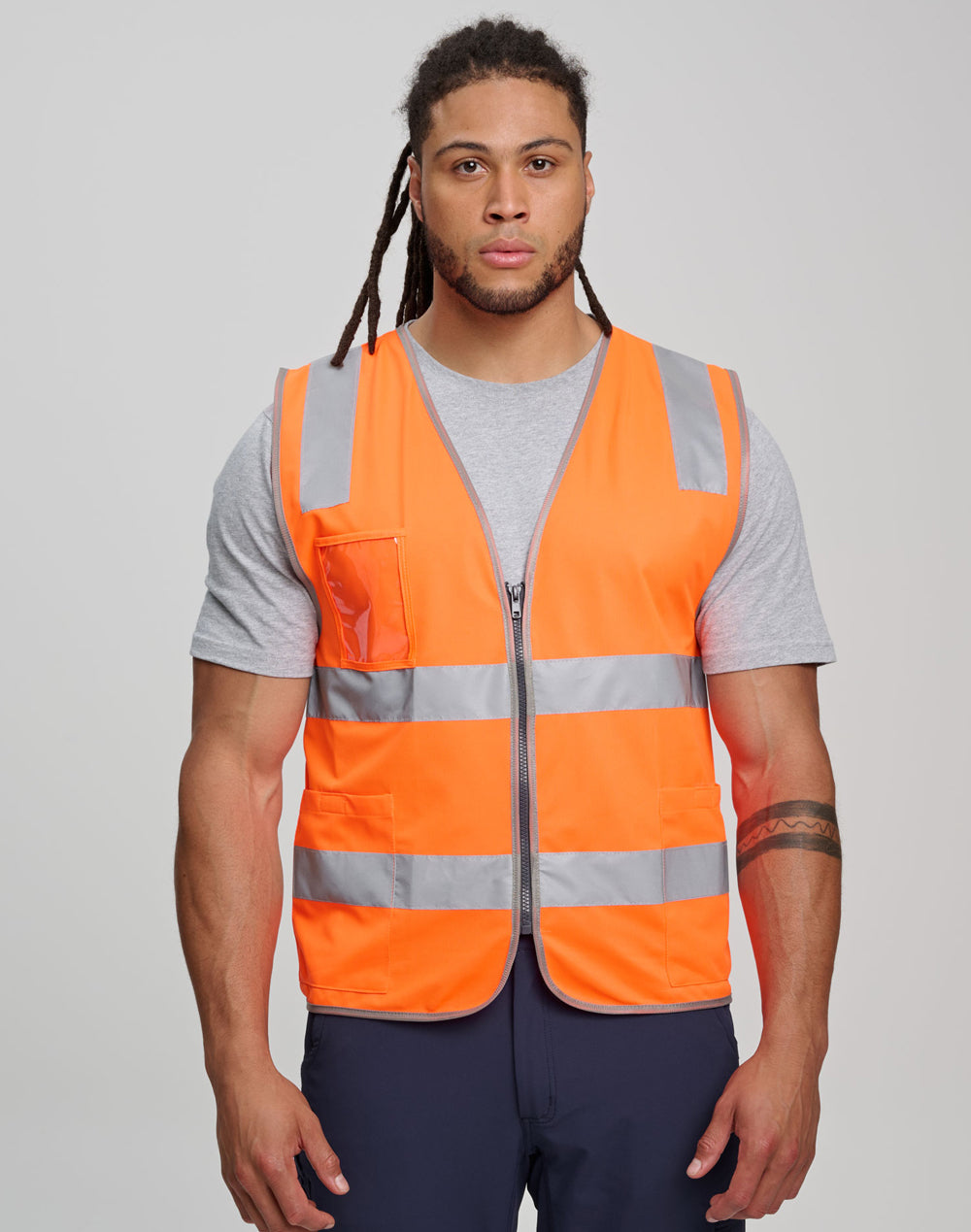 Unisex Hi-Vis Safety Vest with ID & Utility Pockets SW04