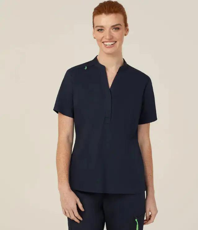 Next-gen Antibacterial Active Blackburn Mandarin Collar Scrub Top  CATUMM - Simply Scrubs Australia