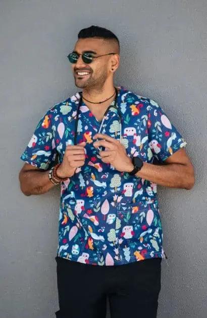 Softies Unisex Cheeky Squirrel Printed Scrubs Top CQOT01  Simply Scrubs Australia