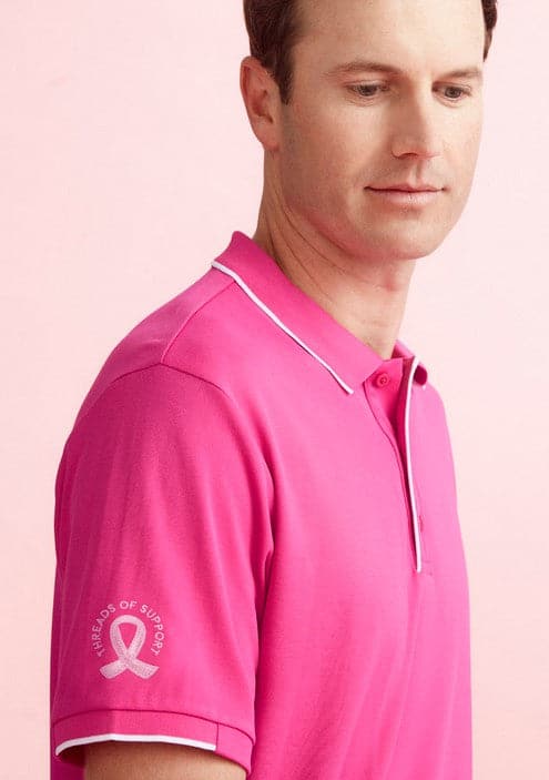 Biz Care Men's Pink Short Sleeve Polo Shirt CST313MS