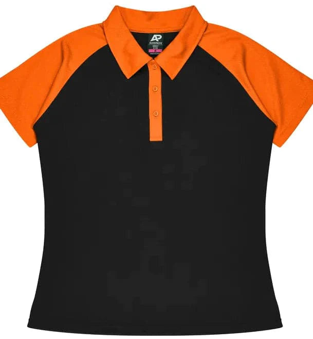 Aussie Pacific Manly Lady Polos 2318  Aussie Pacific BLACK/ELECTRIC ORANGE 6 