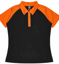 Aussie Pacific Manly Lady Polos 2318  Aussie Pacific BLACK/ELECTRIC ORANGE 6 