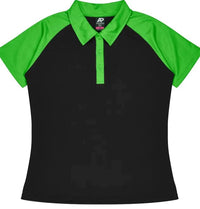 Aussie Pacific Manly Lady Polos 2318  Aussie Pacific BLACK/KAWA GREEN 6 