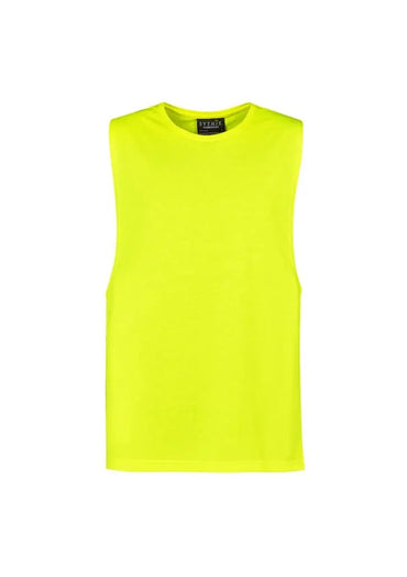 Mens His Vis Sleeveless Tee ZH297 Work Wear Syzmik Yellow XXS 