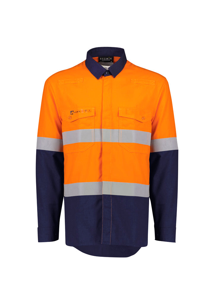 Syzmik Workwear Men's Flame Lightweight Ripstop FR Shirt ZW180 Work Wear Syzmik XXS Orange/Navy 