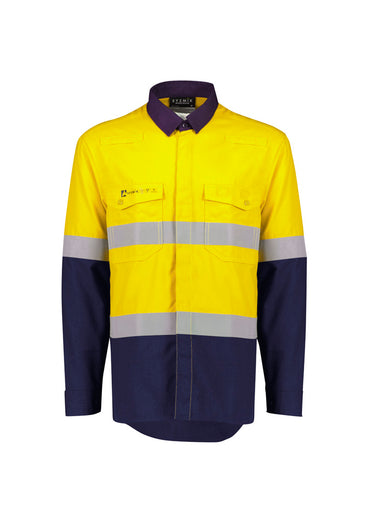 Syzmik Workwear Men's Flame Lightweight Ripstop FR Shirt ZW180 Work Wear Syzmik XXS Yellow/Navy 