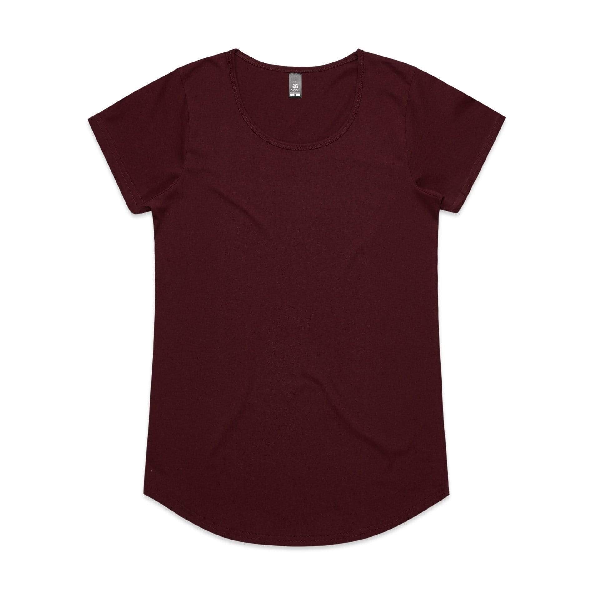 As Colour Women's mali tee 4008 Casual Wear As Colour BURGUNDY XSM 