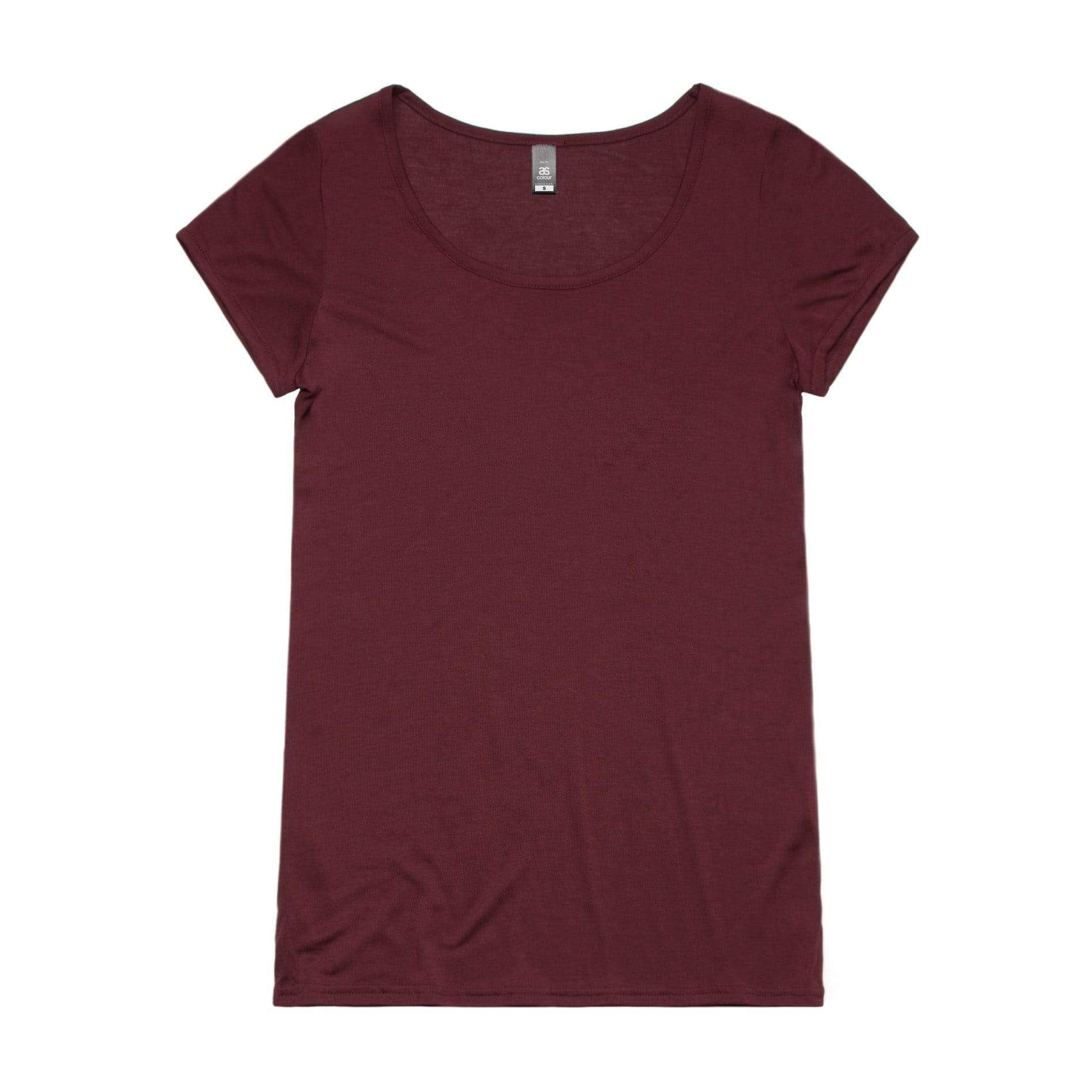 As Colour Women's note tee 4019 Casual Wear As Colour BURGUNDY XSM 