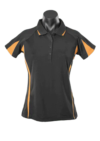 Aussie Pacific Eureka Ladies Polo Shirt 2304 Casual Wear Aussie Pacific Black/Gold/Ashe 8 