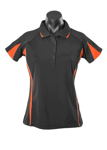 Aussie Pacific Eureka Ladies Polo Shirt 2304 Casual Wear Aussie Pacific Black/Orange/Ashe 8 