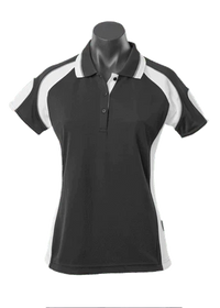 Aussie Pacific Ladies Murray Polo Shirt 2300 Casual Wear Aussie Pacific Black/White/Ashe 8 