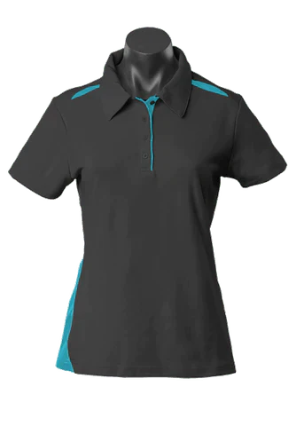 Aussie Pacific Ladies Paterson Polo Shirt 2305 Casual Wear Aussie Pacific Black/Teal 6 