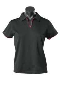 Aussie Pacific Ladies Yarra Polo Shirt 2302 Casual Wear Aussie Pacific Black/Red 16-18 