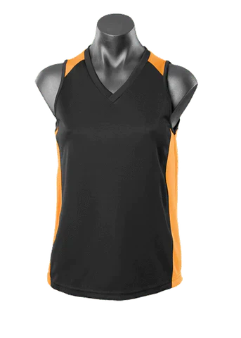 Aussie Pacific Premier Ladies Singlet 2101 Casual Wear Aussie Pacific Black/Gold 8 