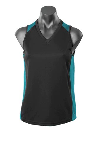 Aussie Pacific Premier Ladies Singlet 2101 Casual Wear Aussie Pacific Black/Teal 8 