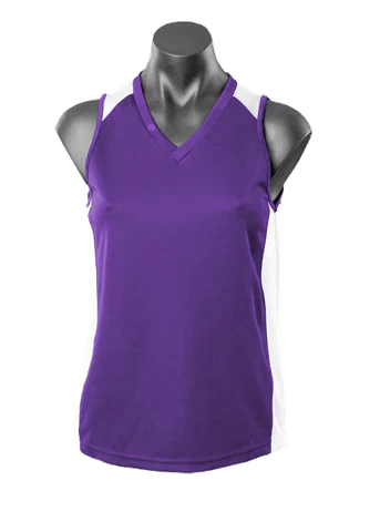 Aussie Pacific Premier Ladies Singlet 2101 Casual Wear Aussie Pacific Purple/White 8 