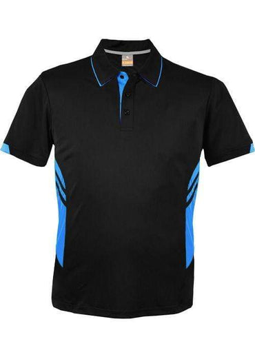 Aussie Pacific Tasman Kids Polo Shirt 3311 Casual Wear Aussie Pacific Black/Cyan 6 