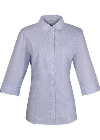 Aussie Pacific Ladies Henley 3/4 Sleeve Shirt 2900T Corporate Wear Aussie Pacific White/Navy 4 