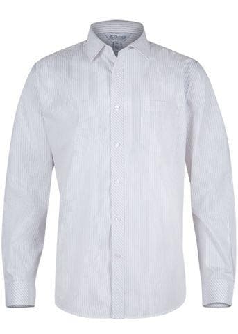 Aussie Pacific Men's Bayview Long Sleeve Shirt 1906L Corporate Wear Aussie Pacific White/Silver XXS 