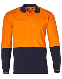 Cotton Jersey two tone Long Sleeve Safety Polo SW36 Metro Workwear.
