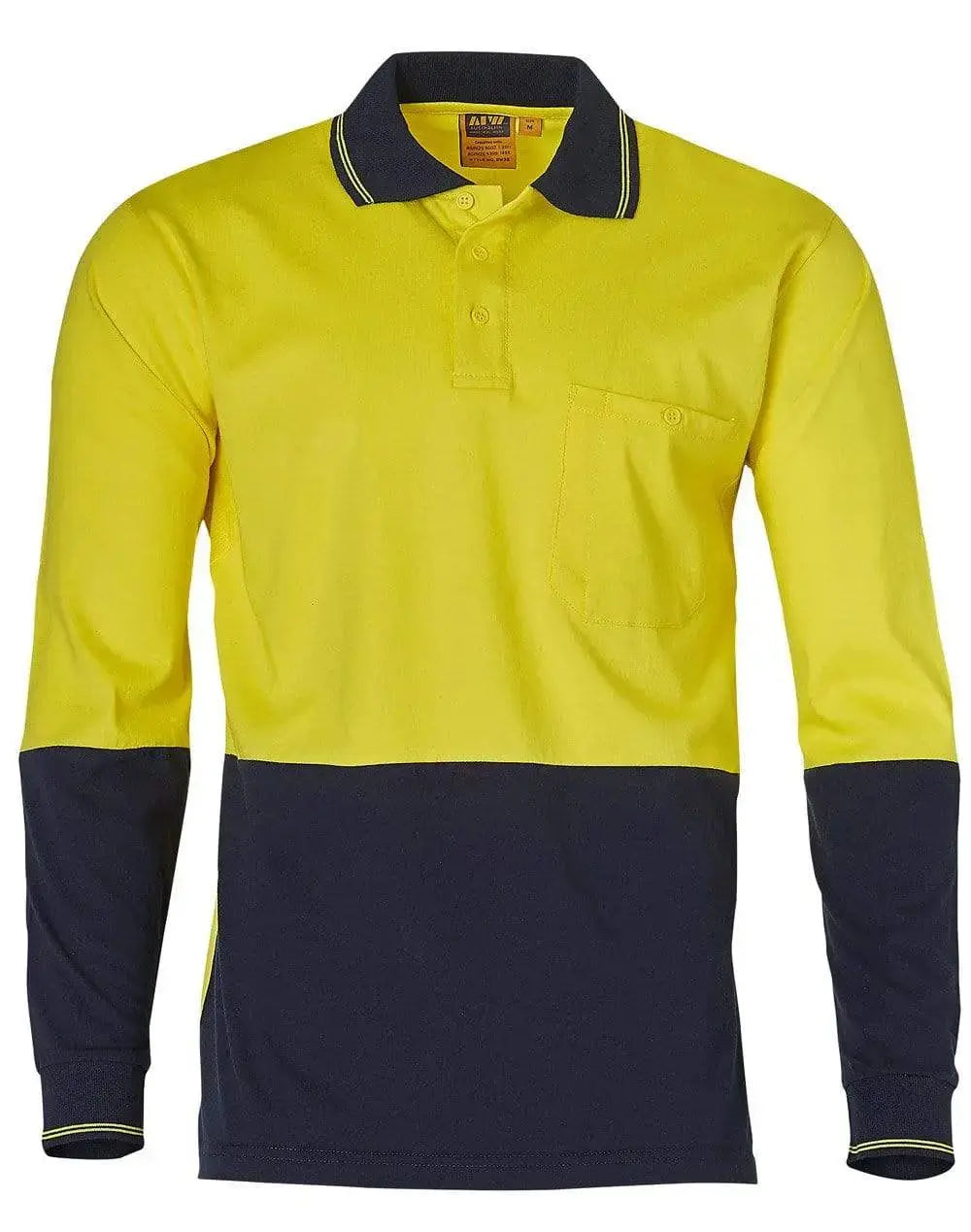 Cotton Jersey two tone Long Sleeve Safety Polo SW36 Metro Workwear.