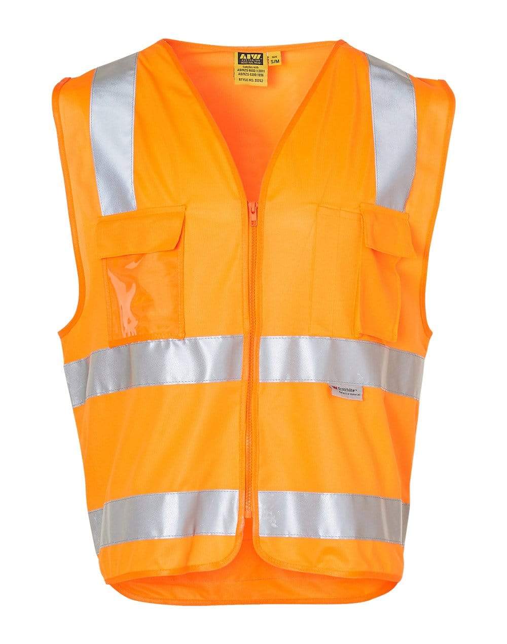 Hi-vis Safety Vest With Id Pocket & 3m Tape SW42 Work Wear Australian Industrial Wear 2XS Orange 