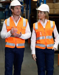 Hi-vis Safety Vest With Id Pocket & 3m Tape SW42 Work Wear Australian Industrial Wear   