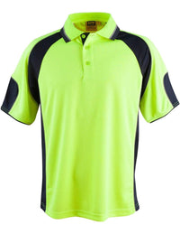 High-vis Polo - Unisex SW61 Work Wear Australian Industrial Wear 2XS Fluoro Yellow/Navy 