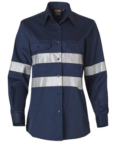 Women's Cotton Drill Work Shirt With 3m Tapes WT08HV Metro Workwear.
