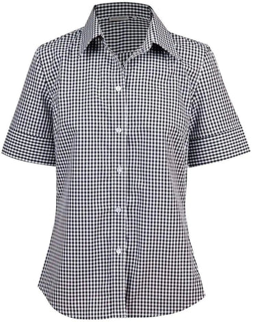 BENCHMARK Ladies’ Gingham Check Short Sleeve Shirt  M8300S Metro Workwear.