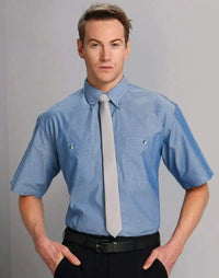 BENCHMARK Men's Chambray Short Sleeve BS03S Metro Workwear.