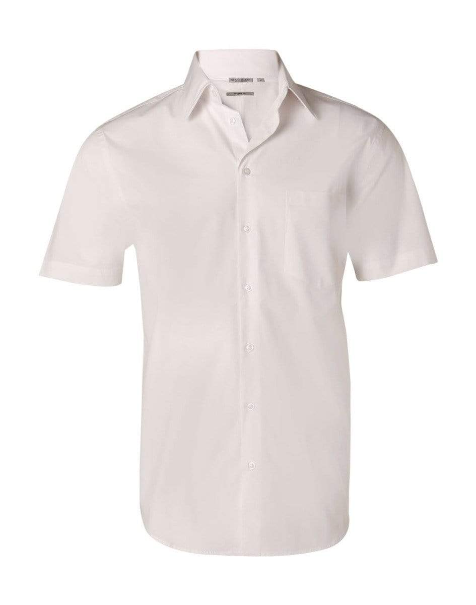 BENCHMARK Men's Cotton/Poly Stretch Short Sleeve Shirt M7020S Corporate Wear Benchmark White 40 